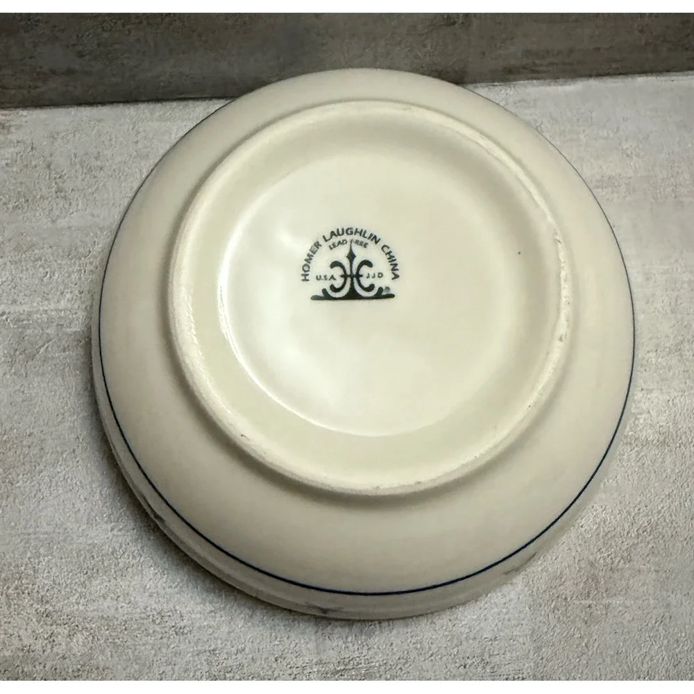 Homer Laughlin China Soup Cereal Bowl White Blue‎ Stars Design